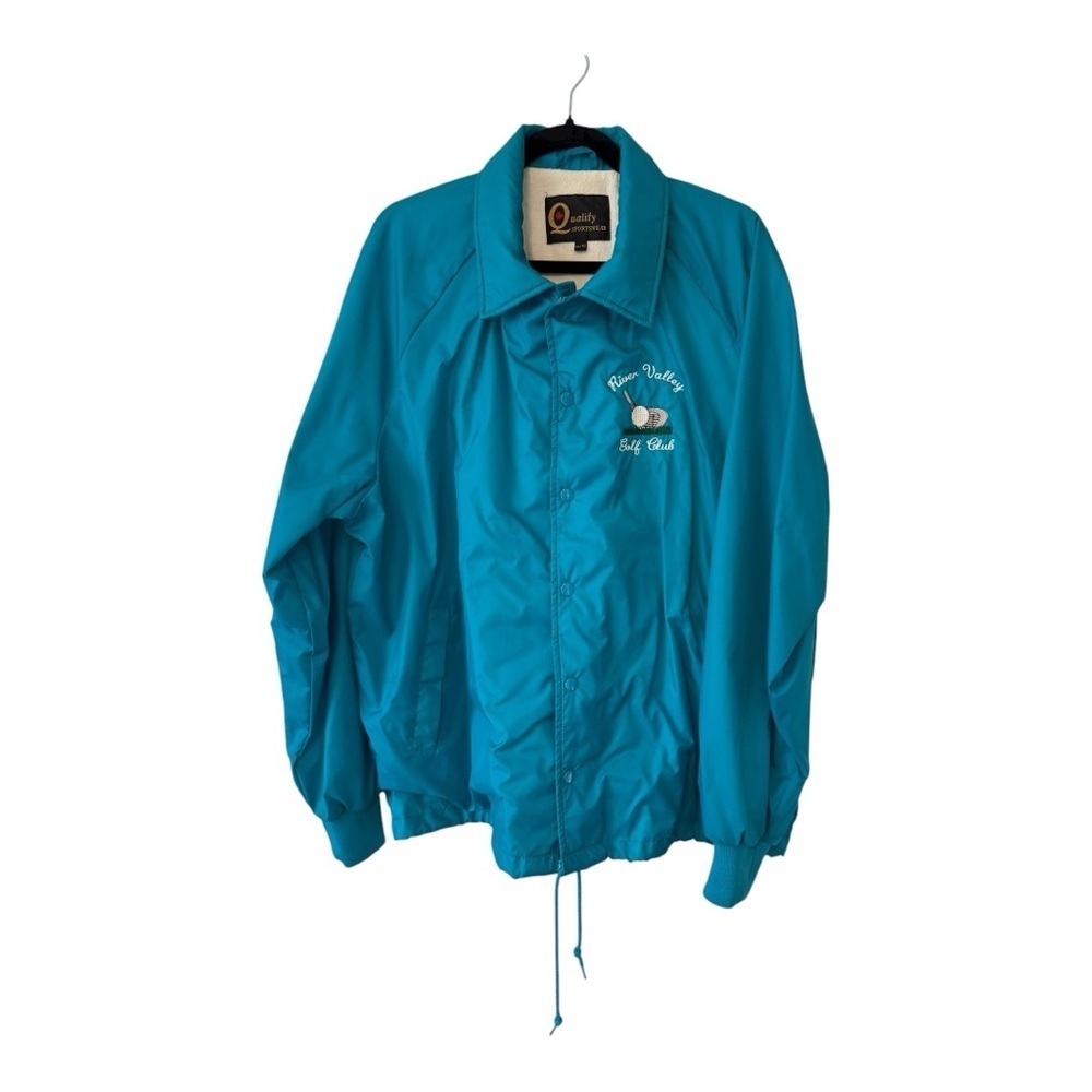 Vintage Coaches Jacket Nylon Snap Button Drawstring Waist Coat  - Size XL